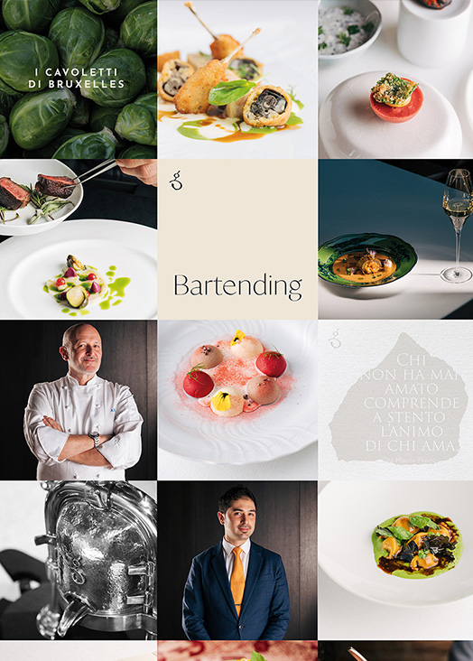 Feed di Instagram del ristorante Gellius con estetica pulita e sofisticata, simile a una rivista patinata.